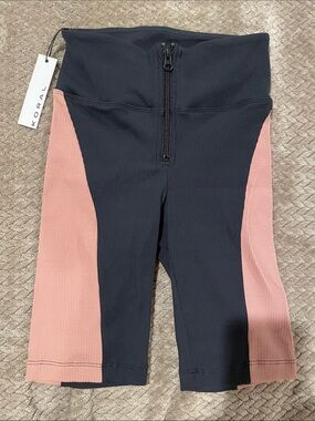 Koral Ribbed High-Waist shorts – Black & Pink Panels